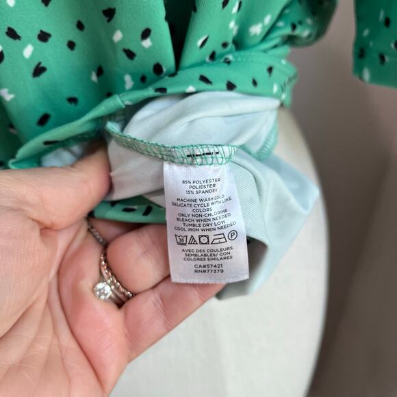 Ann Taylor Square Neck 3/4 Sleeve Green Career Blouse Size XL Petite - Picture 8 of 9